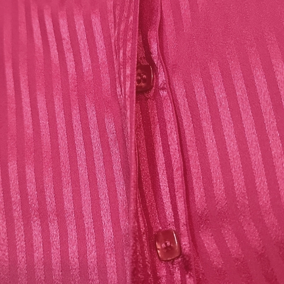 VTG | St John Tonal Striped Blouse In Cranberry - Picture 8 of 11